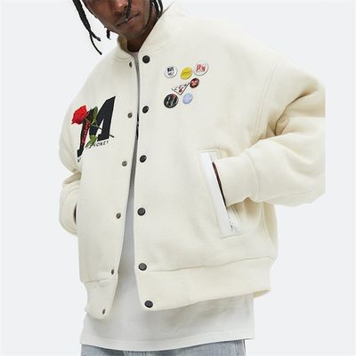 Το χειμερινό 100% μαλλί σακακιών Varsity κεντητικής συνήθειας cOem αυξήθηκε σακάκι βομβαρδιστικών αεροπλάνων επιστολών δεράτων